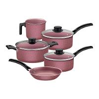 Jogo De Panelas Turim Aluminio Revestimento Antiaderente 5 Peças Rosa - Tramontina 20298461 - 1