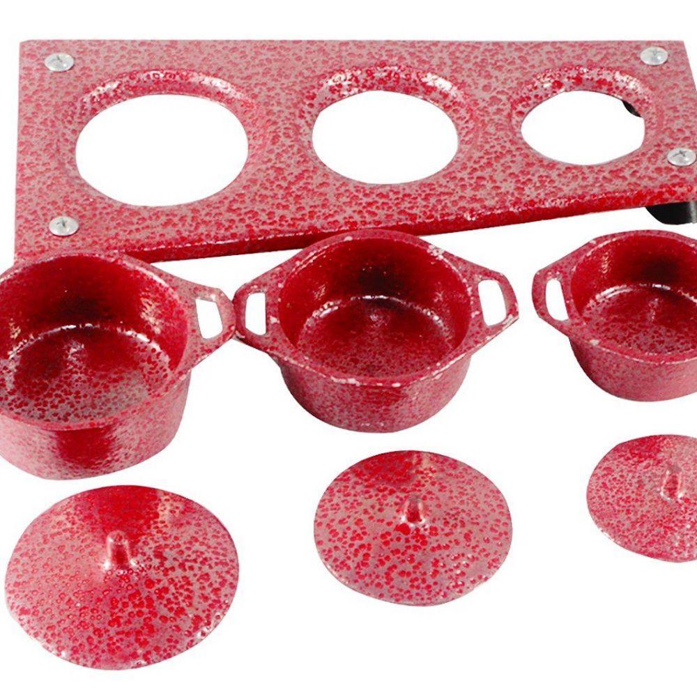 Kit Panelas Mini Fogão A Lenha Alumínio Fundido Craqueadas - 1