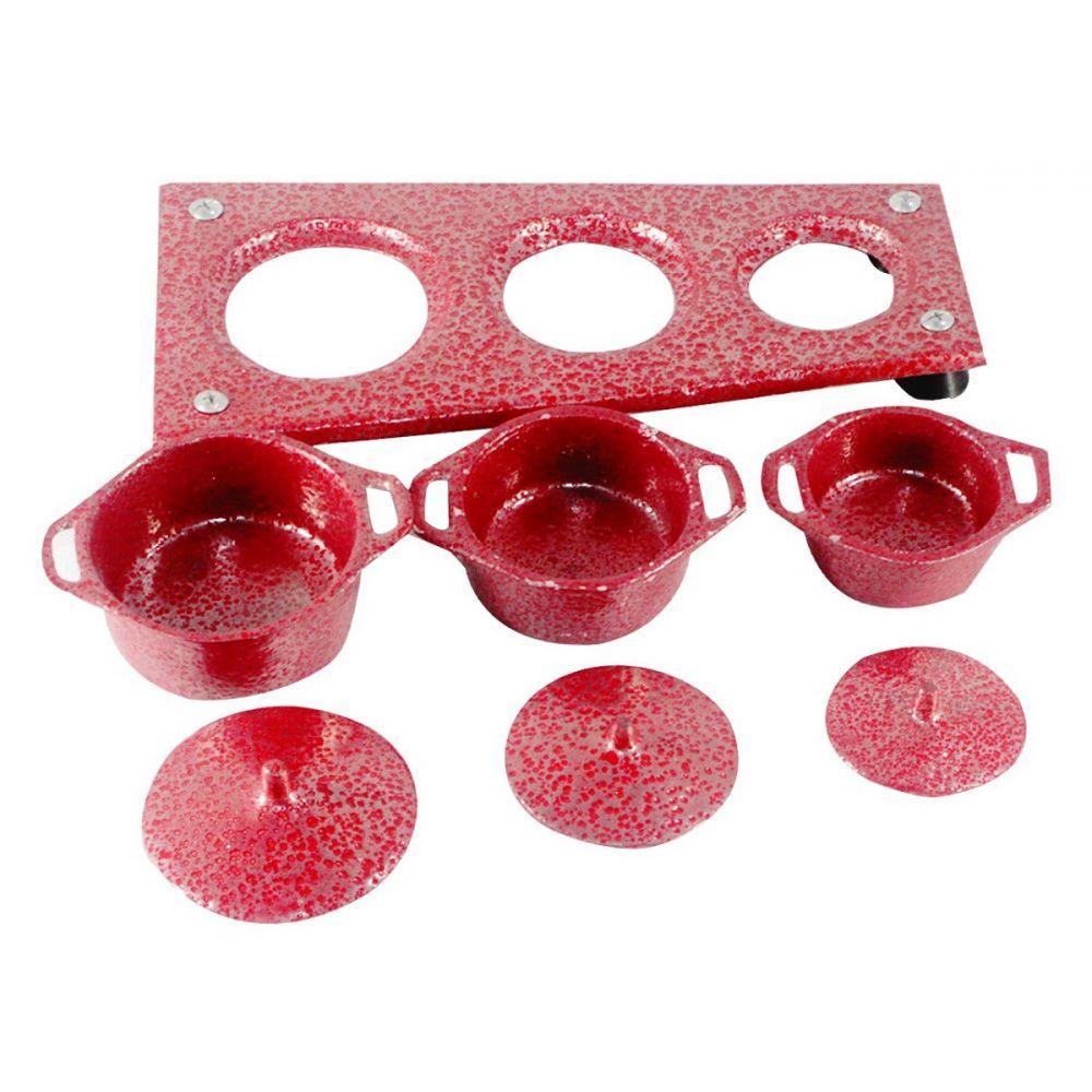 Kit Panelas Mini Fogão A Lenha Alumínio Fundido Craqueadas - 4