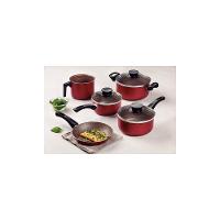 Jogo De Panelas Paris Texture Alumínio Revestimento Antiaderente Starflon Vermelho 5 Pçs - 2