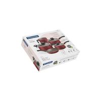 Jogo De Panelas Paris Texture Alumínio Revestimento Antiaderente Starflon Vermelho 5 Pçs - 3