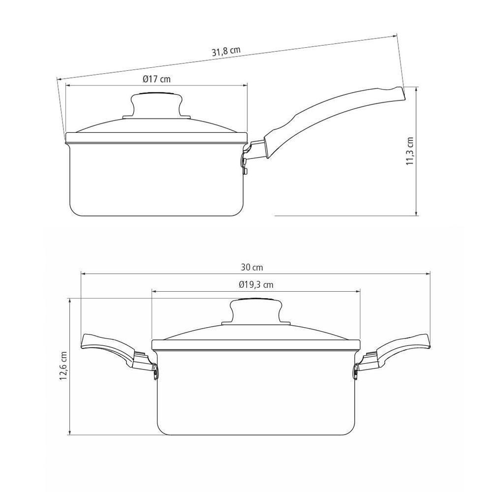 Jogo De Panelas Turim 2 Peças Alumínio Antiaderente Ptc1 E Ptc3 Chumbo - Tramontina - 2