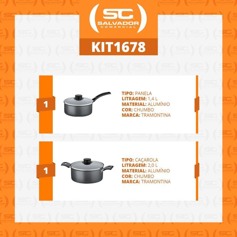 Jogo De Panelas Turim 2 Peças Alumínio Antiaderente Ptc1 E Ptc3 Chumbo - Tramontina - 3