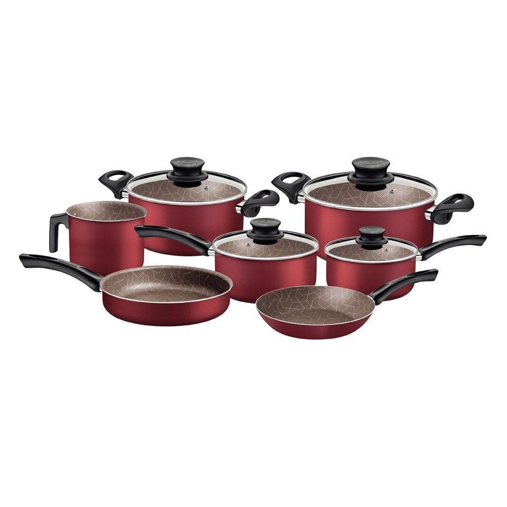 Conjunto De Panelas Paris 7 Peças Em Alumínio Antiaderente Vermelho - Tramontina 28599702 - 1
