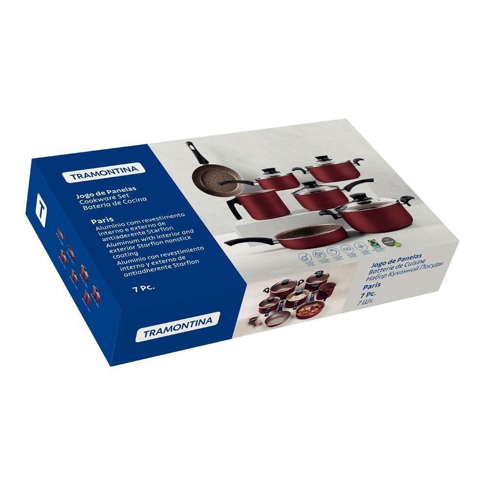 Conjunto De Panelas Paris 7 Peças Em Alumínio Antiaderente Vermelho - Tramontina 28599702 - 4