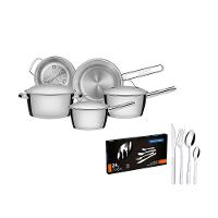 Kit - Jogo De Panelas Allegra 5 Pçs Inox + Faqueiro Inox Buzios 24pçs - Tramontina - 1
