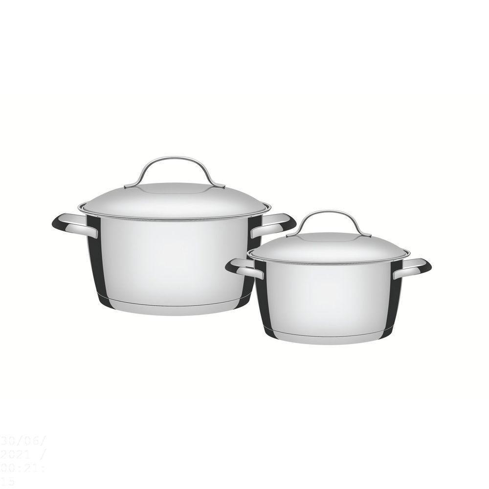 Jogo De Panelas Tramontina Allegra Em Aço Inox Com Fundo Triplo E Tampas De Inox 2 Peças Tramontina - 1