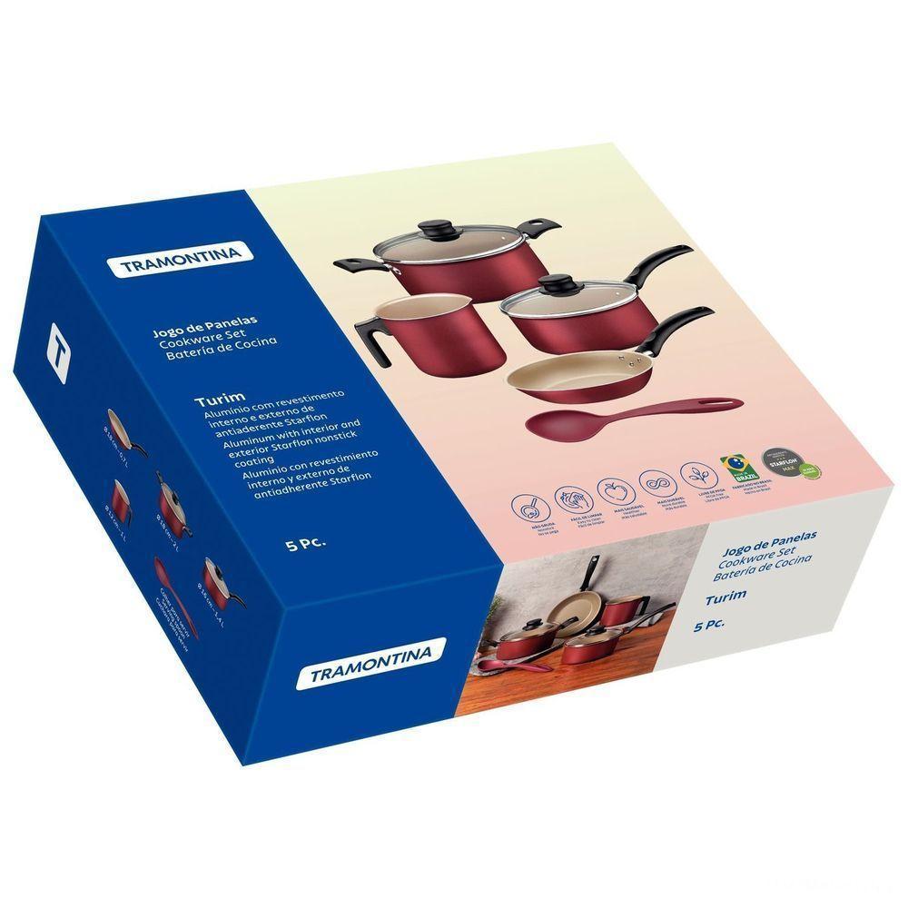 Jogo De Panelas Tramontina Turim Revestimento Antiaderente Starflon Max Vermelho 05 Peças Tramontina - 3