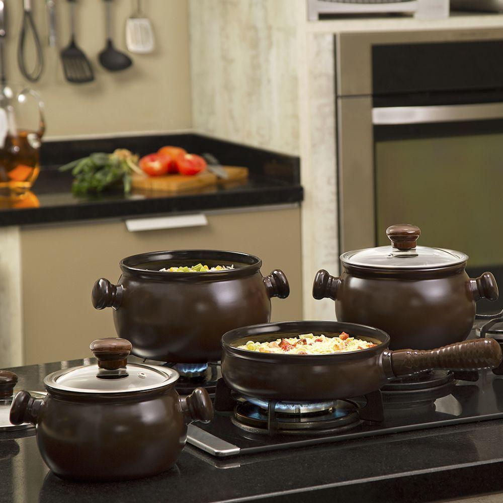 Jogo De Panelas Em Cerâmica Premiere Com 4 Peças Ceraflame Chocolate - 2