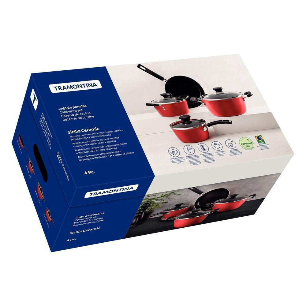 Jogo De Panelas Sicília Em Alumínio Com Revestimento Interno Cerâmico E Externo Em Poliés - 3