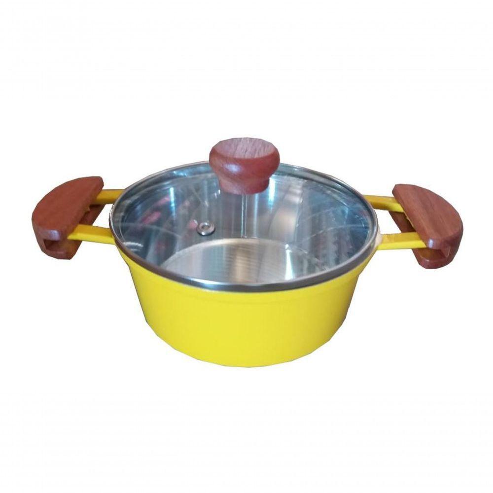 Jogo 5 Panelas Alumínio Batido Fundido Amarelas Extang - 2