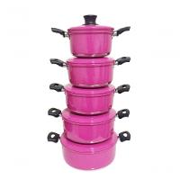 Jogo 5 Panelas Alumínio Grosso Resistente Rosa Pig Belmar - 1