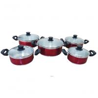 Jogo De 5 Panelas Alumínio Grosso Vermelho Brilhante Belmar - 5