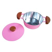 Jogo 5 Panelas Alumínio Batido Fundido Rosa Com Tampa Pesada