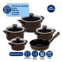 Jogo De Panelas Em Cerâmica Indução Clear Com 5 Peças Ceraflame Chocolate - 2