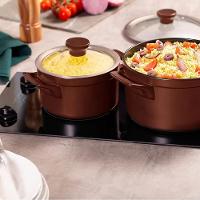 Jogo De Panelas Em Cerâmica Indução Clear Com 5 Peças Ceraflame Chocolate - 3