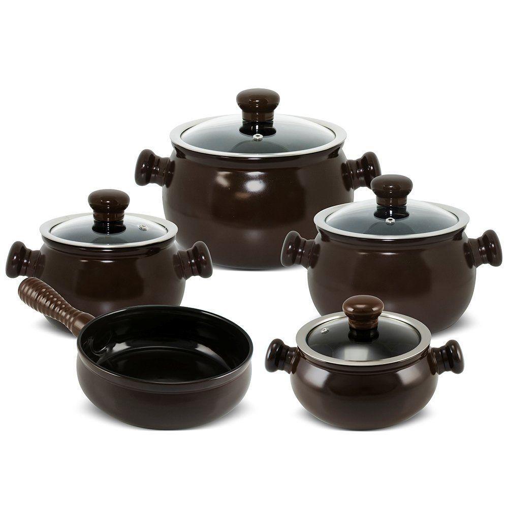 Jogo De Panelas Em Cerâmica Premiere Joy Com 5 Peças Ceraflame Chocolate - 1