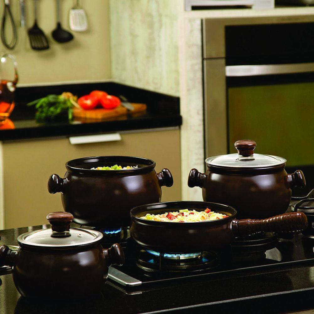 Jogo De Panelas Em Cerâmica Premiere Joy Com 5 Peças Ceraflame Chocolate - 2