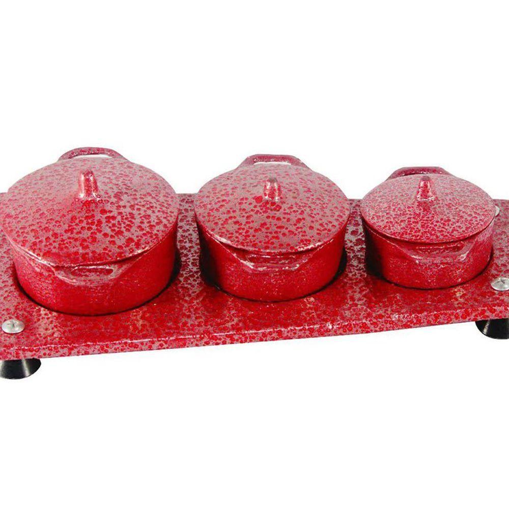 Panelas Mini Fogão Lenha Alumínio Fundido Craqueada Vermelho - 1