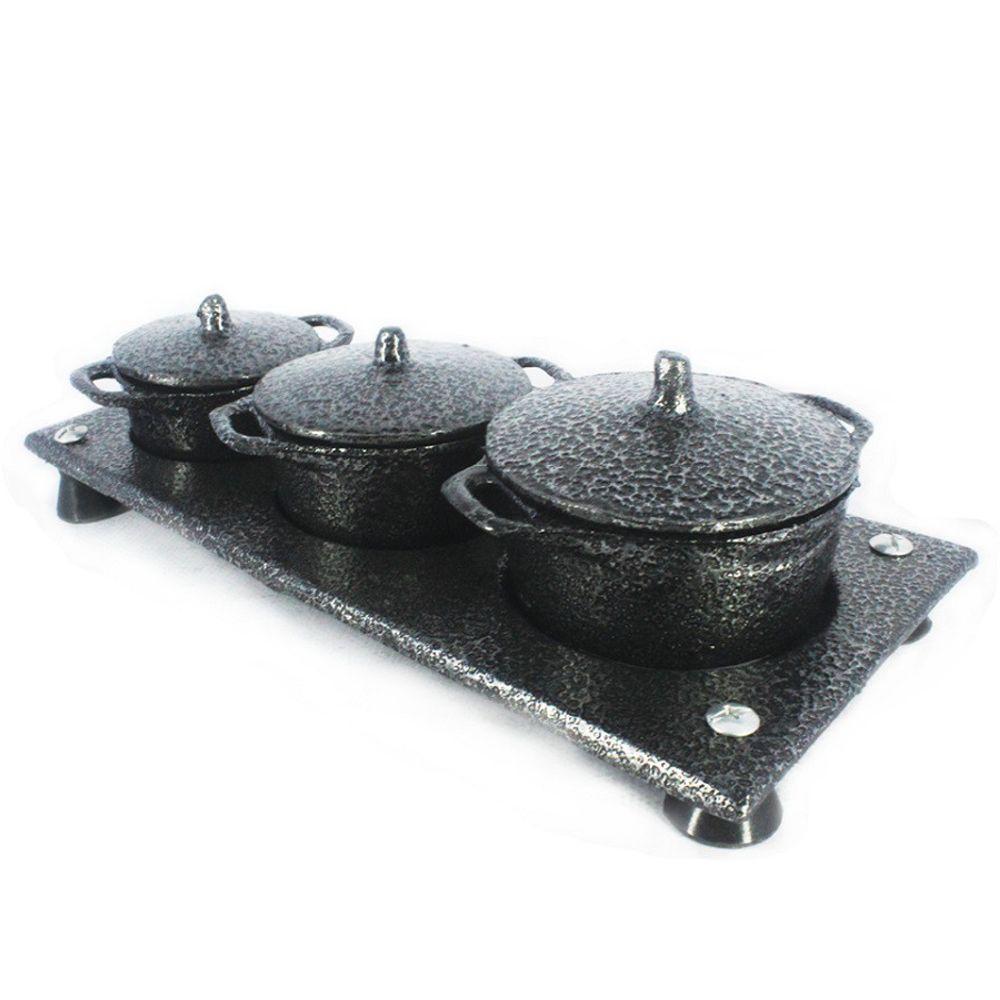 Kit Panelas Mini Fogão A Lenha Alumínio Fundido Craqueadas - 1