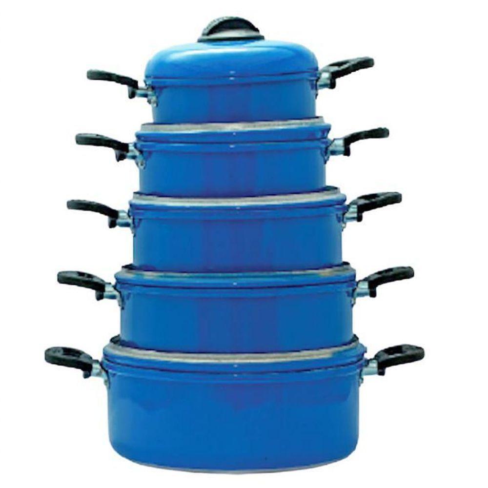 Jogo De Panelas De Alumínio Azul Luxo Com 5 Peças 14 A 22 - 1