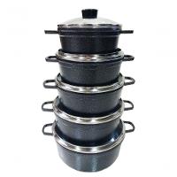 Jogo 5 Panelas Alumínio Batido Fundido Preto Craqueado Cava - 1