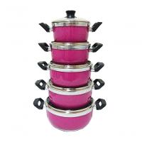 Jogo De 5 Panelas De Alumínio Grosso Rosa Pigmentado Belmar - 3