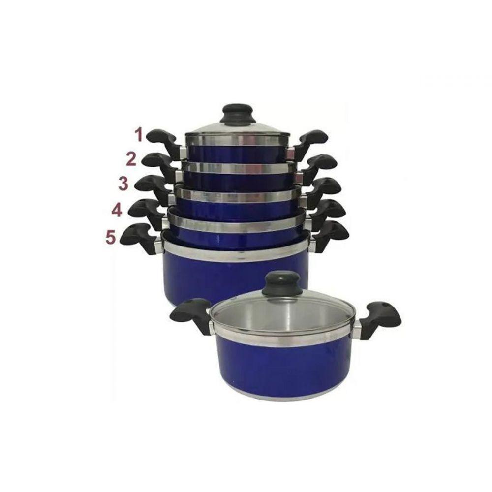 Jogo Panelas Alumínio Azul Tampa de Vidro 5 Peças - 4