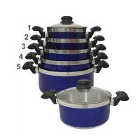 Jogo Panelas Alumínio Azul Tampa de Vidro 5 Peças - 1