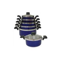 Jogo Panelas Alumínio Azul Tampa de Vidro 5 Peças - 2