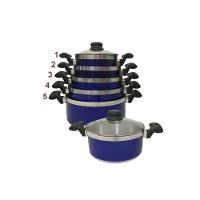 Jogo Panelas Alumínio Azul Tampa de Vidro 5 Peças - 4