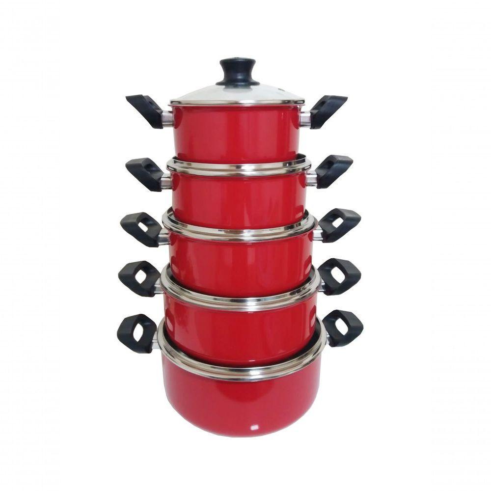 Jogo De 5 Panelas Alumínio Grosso 16 A 24 C/tampa De Vidro - 1