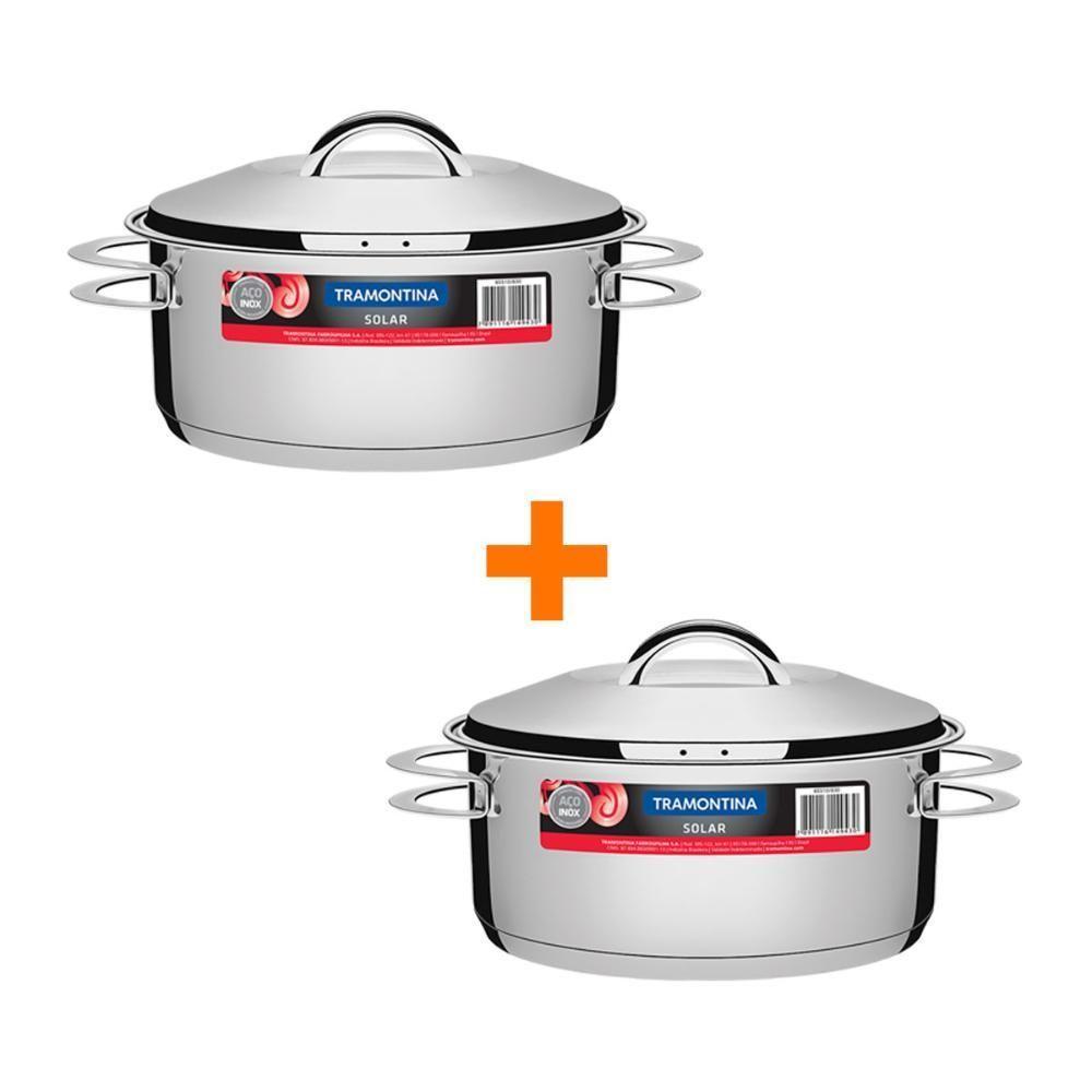 Kit - 2 Panelas Aço Inox Fundo Triplo Solar 4,7l Pit 1 - Tramontina - 1
