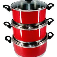 Jogo Panelas Grande (jogão) Vermelho Alumínio 3 Peças - 1