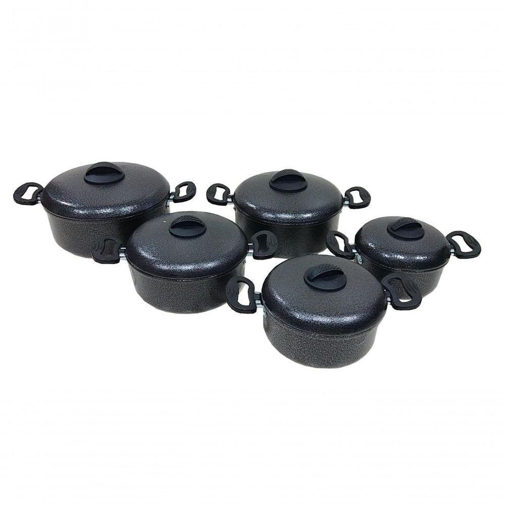 Jogo De Panelas De Alumínio Pretas Craqueadas 5 Peças Extang - 2