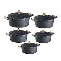 Jogo 5 Unidades Caçarolas Ferro E Alça Madeira Libaneza. - 1