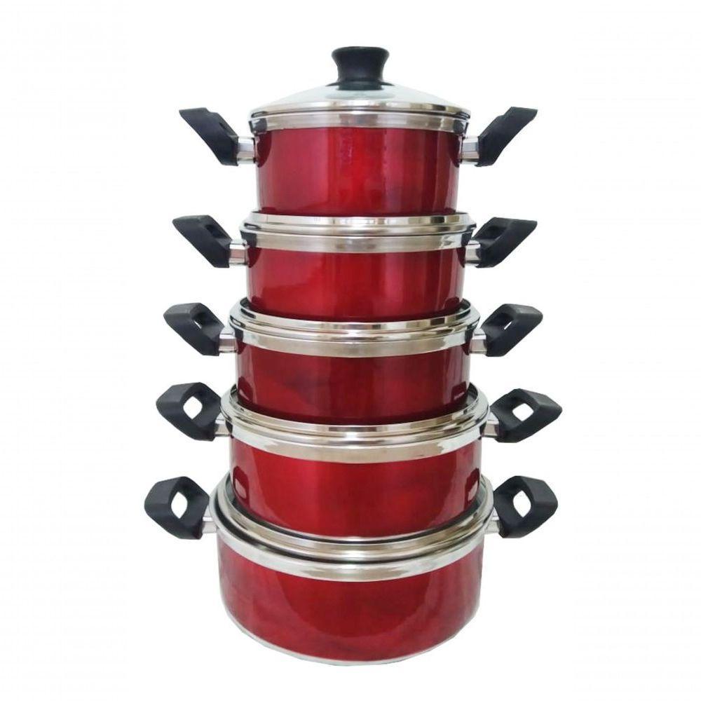 Jogo De Panelas Belmar Alumínio Vermelho 5 Peças - 2