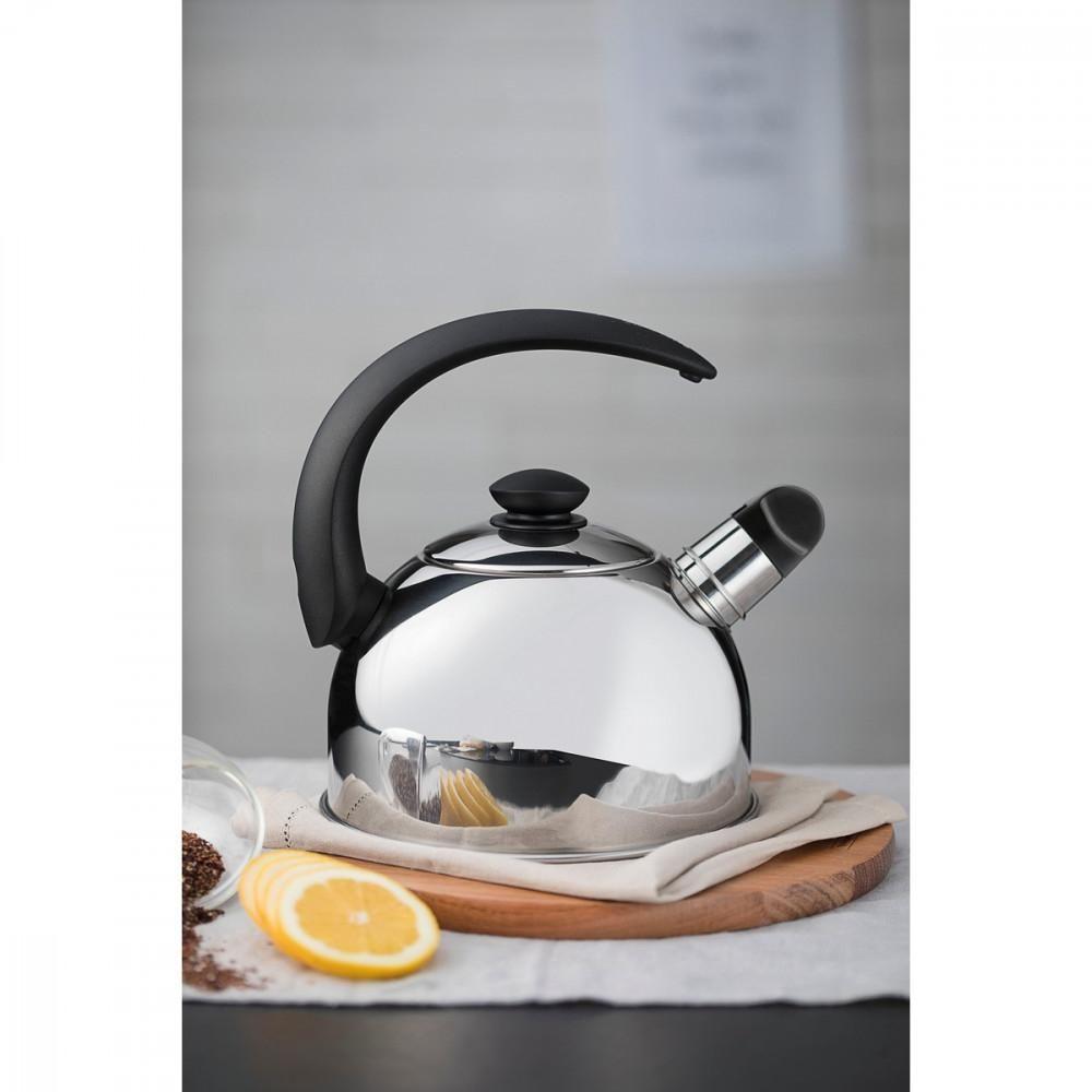 Chaleira Tramontina Com Apito Em Aço Inox Cabo Preto 2,1 L - 1