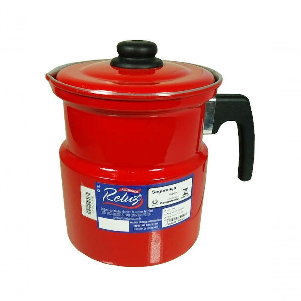 Leiteira Fervedor Com Apito Vermelha Esmaltada 2.3l Reluz - 1