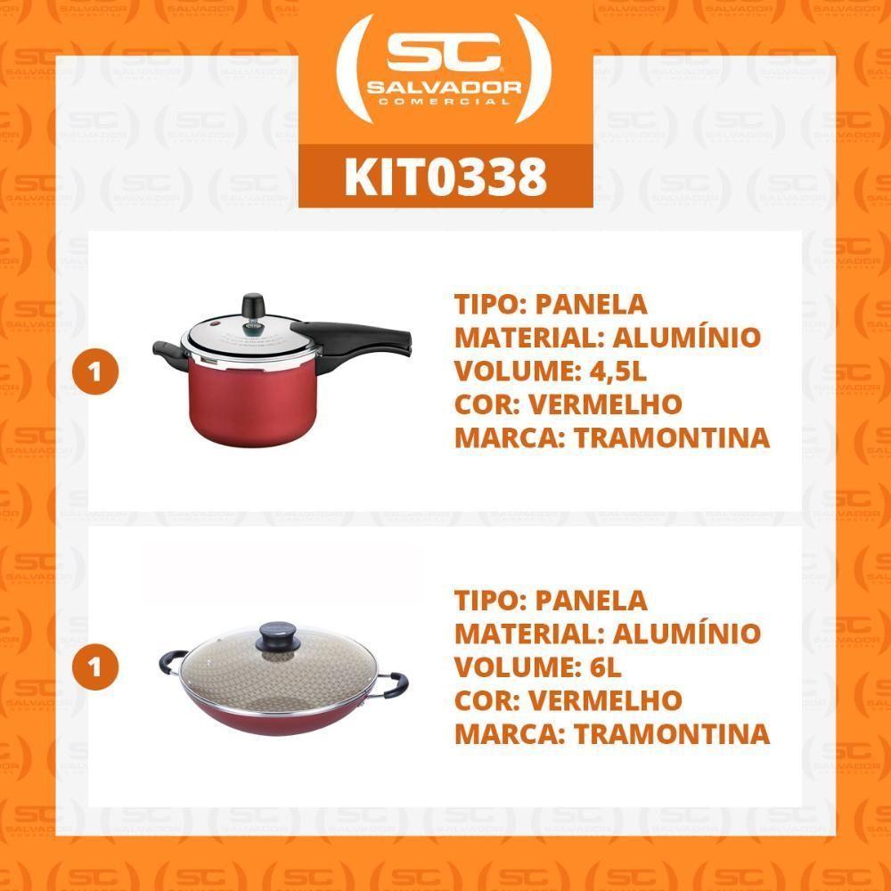 Kit - Panela De Pressão 4,5l Vancouver Vermelha + 1 Panela Wok 36cm - Tramontina - 2