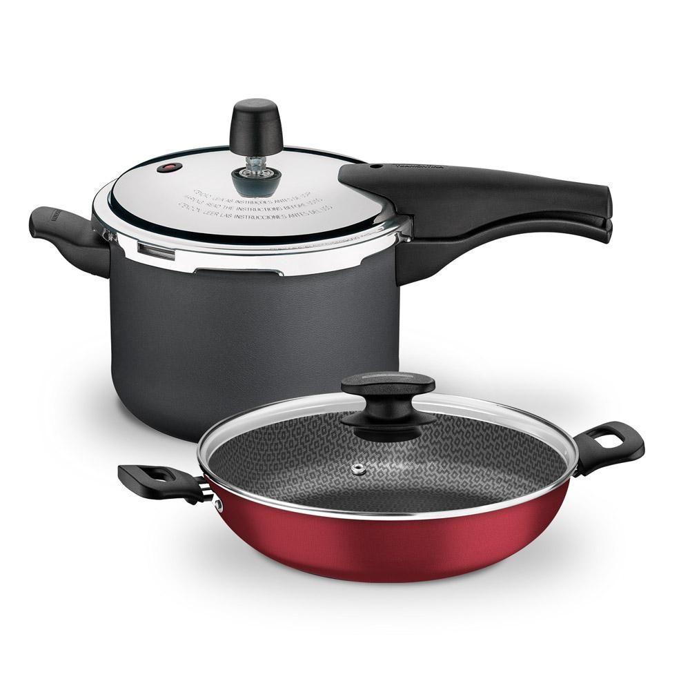 Kit - Panela De Pressão 4,5 Vancouver Grafite + 1 Panela Wok 28cm - Tramontina - 1