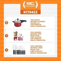 Kit - Panela De Pressão 4,5 Vermelha + 1 Faqueiro Vermelho 30pç + 1 Conjunto Facas 9pç - Tramontina - 2