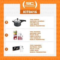 Kit - Panela De Pressão 4,5 Grafite + 1 Faqueiro Vermelho 30pç + 1 Faqueiro Inox 24pç - Tramontina - 2