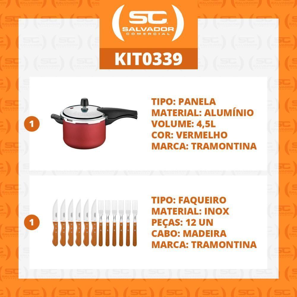 Kit - Panela De Pressão 4,5l Vancouver Vermelha + 1 Jogo Churrasco 12pç - Tramontina - 2