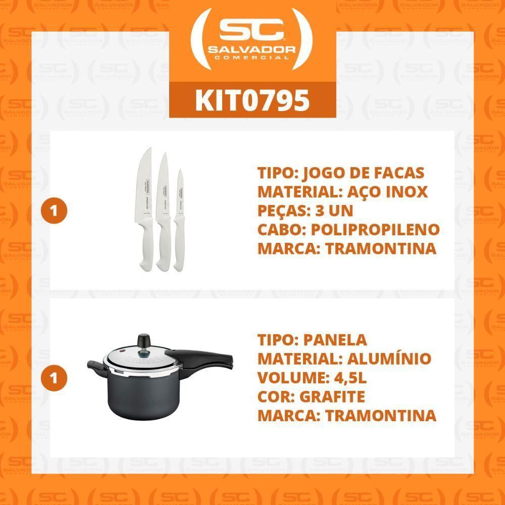 Kit - Faqueiro Premium 3 Peças + Panela De Pressão 4,5 Vancouver Grafite - Tramontina - 4
