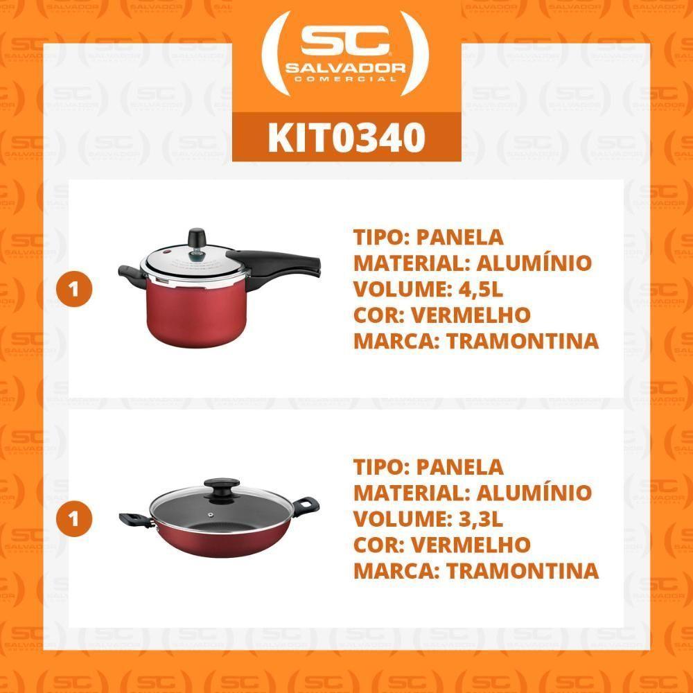 Kit - Panela De Pressão 4,5 Vancouver Vermelha + 1 Panela Wok 28cm - Tramontina - 2