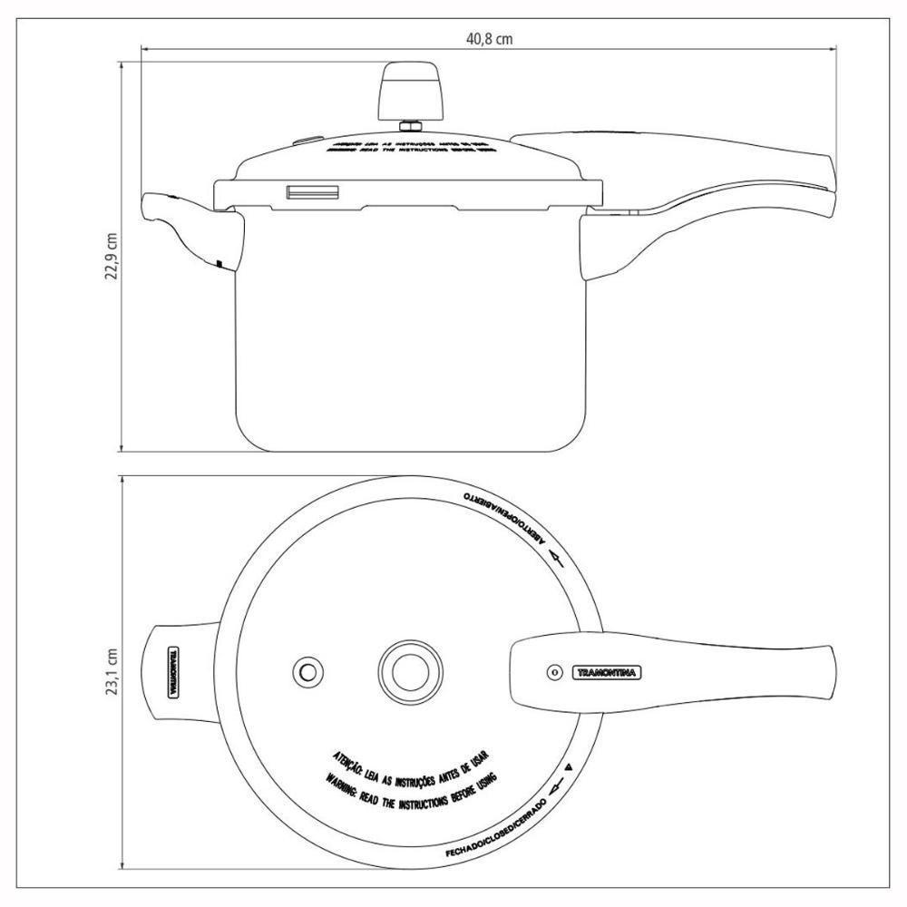 Panela De Pressão 4,5l 20cm Vancouver Antiaderente Vermelha - Tramontina - 2