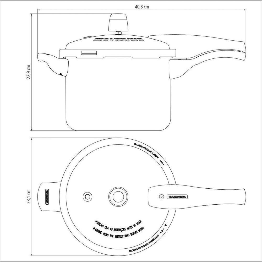 Panela De Pressão Vancouver Alumínio Revestimento Antiaderente Starflon Grafite 20cm 4,5l - 6