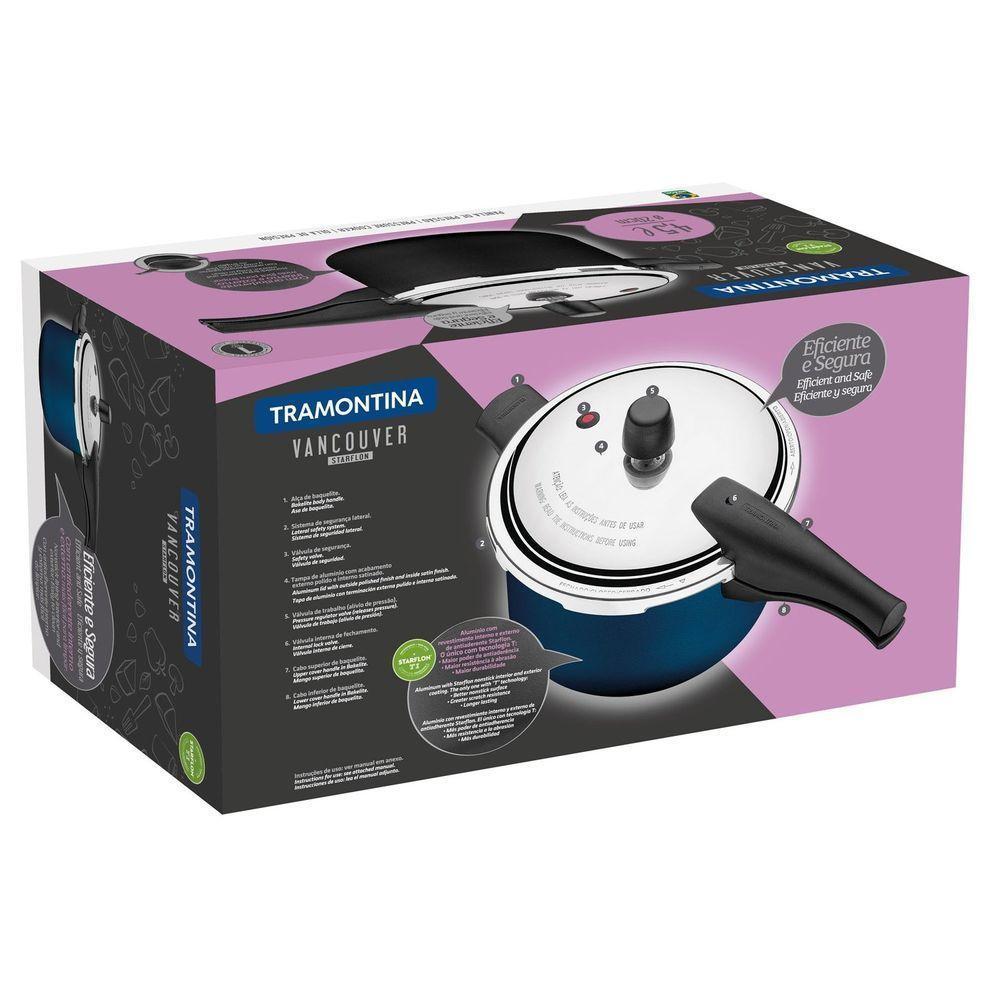 Panela De Pressão Vancouver Alumínio Revestimento Antiaderente Starflon Preta 20 Cm 4,5 L - 3