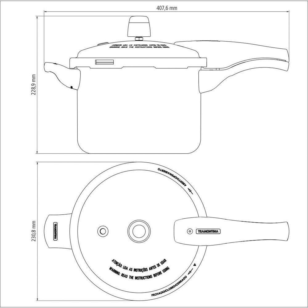 Panela De Pressão Vancouver Alumínio Revestimento Antiaderente Starflon Preta 20 Cm 4,5 L - 5